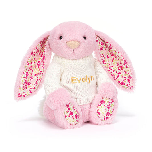Blushkin Blossom Luxe Bunny with Personalized Cream Jumper